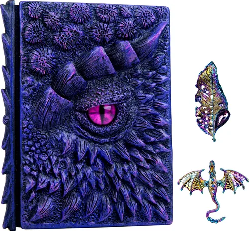 Miniatura 7 de Diario 3D en relieve de ojo de dragón en relieve, cuaderno grabado de resina, cuaderno Dnd para los amantes de los dragones, papel en blanco, bloc