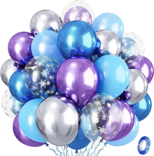 Miniatura 13 de Globos de látex de confeti azul turquesa, azul claro, menta, verde, plateado y blanco, juego de globos de látex de confeti, azul aguamarina, blanco