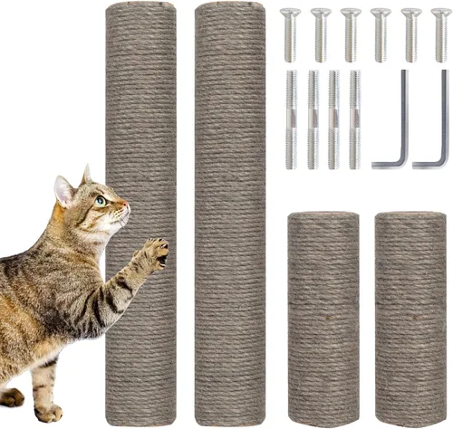 Miniatura 15 de PowerKing Poste Rascador de Repuesto de Sisal Natural, 4 Piezas de Repuestos de Poste Rascador para Gatos M8 para Reacondicionamiento, Blanco