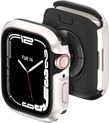 Miniatura 19 de MAGEASY Funda resistente de aluminio de calidad aeronáutica para Apple Watch de 45mm Series 9, 8, 7 Carcasa metálica dura 2 en 1 con parachoques