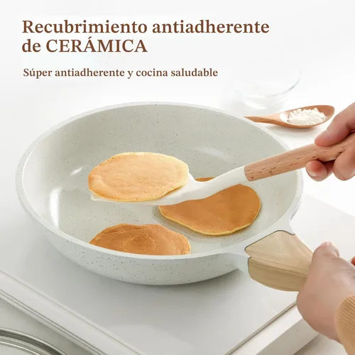 Miniatura 7 de SENSARTE Sartén antiadherente de cerámica con tapa, sartén para saltear de 9.5 pulgadas, sartén para tortilla saludable y sin tóxicos para chefs
