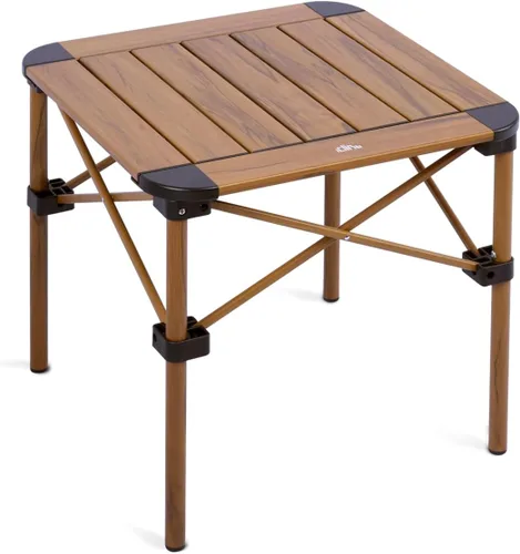 iClimb Mesa ligera y estable de aluminio plegable cuadrada con parte superior enrollable y bolsa de transporte para acampar, picnic, patios