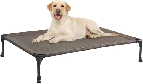 Miniatura 11 de Veehoo Outdoor Elevated Dog Bed for Large Dogs, Cooling Raised Dog Cot Off Ground Hammock Pet Beds with Breathable Mesh, No-Slip Feet, 50"x32