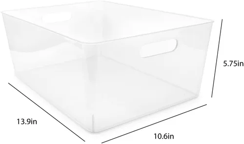 Miniatura 2 de Isaac Jacobs Paquete de 3 contenedores de almacenamiento transparentes XL (13.9" x 10.6" x 5.75") juego con asas recortadas, organizador