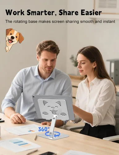 Miniatura 7 de Aoviho Soporte ajustable para tablet iPad – Soporte de escritorio de aluminio giratorio de 360°, soporte plegable y estable para iPad Pro 12.9/11