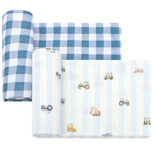 Miniatura 11 de LifeTree Mantas de muselina para envolver bebés, paquete de 2 mantas de recepción para niños y niñas, 70% viscosa de bambú y 30% algodón