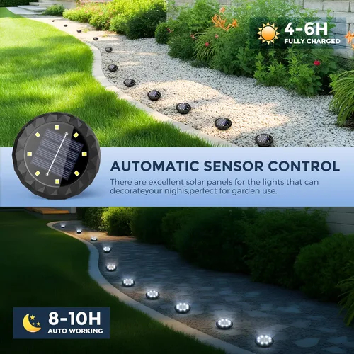 Miniatura 4 de SOLPEX Mini Luces Solares de Suelo, Juego de 12 Luces Solares para Exterior Impermeables, Iluminación de Paisaje para Camino de Jardín, Entrada