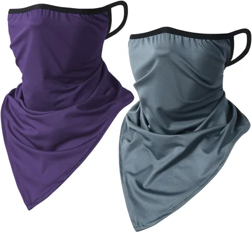 Miniatura 9 de CORIRESHA Polaina para el cuello de 2 piezas para mujer con trabillas para las orejas, cubierta de pasamontañas, protección contra el polvo y el sol