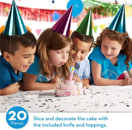 Miniatura 10 de Juguete de madera en forma de pastel de fiesta de tres capas Melissa & Doug, construcción robusta con pestañas autoadhesivas, gran regalo para niñas