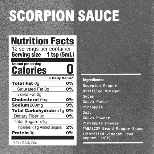 Miniatura 2 de TABASCO Brand Scorpion Sauce - Salsa picante intensa y ardiente, botella de vidrio, atrevida y picante, pimienta escorpión, mezcla de guayaba