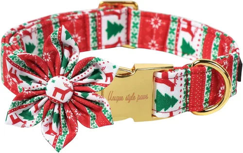 Miniatura 6 de Unique style paws Collar de perro con flor, collar de perro ajustable, patrón de flores, collar duradero para mascotas para perros pequeños, Flor