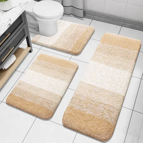 Miniatura 56 de Arotive - Juego de alfombras de baño de 3 piezas, alfombras de baño extra suaves y absorbentes, alfombrillas de baño lavables a máquina y que se