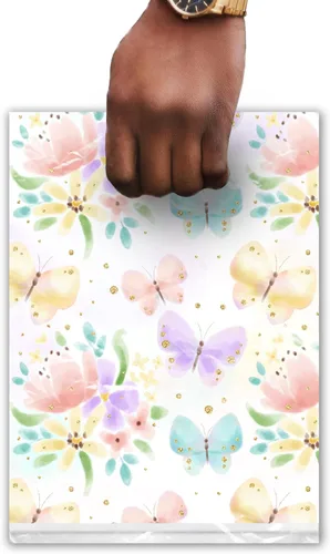 Miniatura 5 de Pro Supply Global Bolsas de Mercancía de Boutique Minorista con Diseño de Mariposas Florales de 9x12, 100 Unidades, con Asas Troqueladas, Bolsas