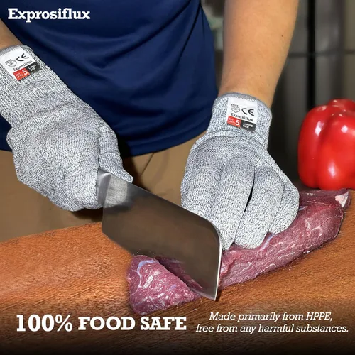 Miniatura 3 de 2 pares de guantes de trabajo resistentes a los cortes EN388 Nivel 5 – Protección de alto rendimiento, aptos para alimentos y lavables a máquina