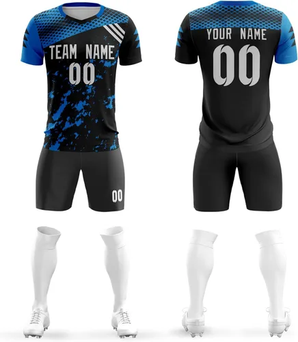 Camiseta de fútbol personalizada para jóvenes adultos, camiseta y pantalones cortos de fútbol personalizados con logotipo de número de nombre del