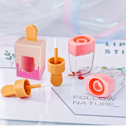 Miniatura 5 de Paquete de 15 cajas de brillo de labios rosas, tubos vacíos con forma de helado