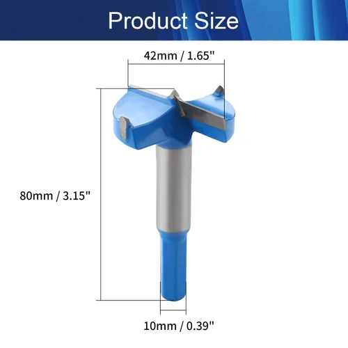 Miniatura 2 de Forstner Broca de taladro de 1.65 pulgadas / 1.654 in para carpintería, brocas de perforación de madera de carburo con mango hexagonal de 2/5