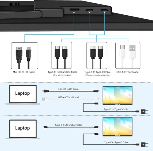 Miniatura 3 de Monitor Portátil Táctil de 14", 1920x1200 60Hz USB-C y Pantalla Externa FHD con Pantalla Táctil para Laptop/Mac/Juegos/Oficina, Monitor de Viaje
