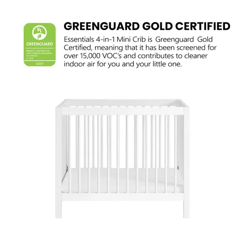 Miniatura 5 de Oxford Baby Essentials Island Mini cuna convertible 4 en 1 con husillos redondos, color blanco