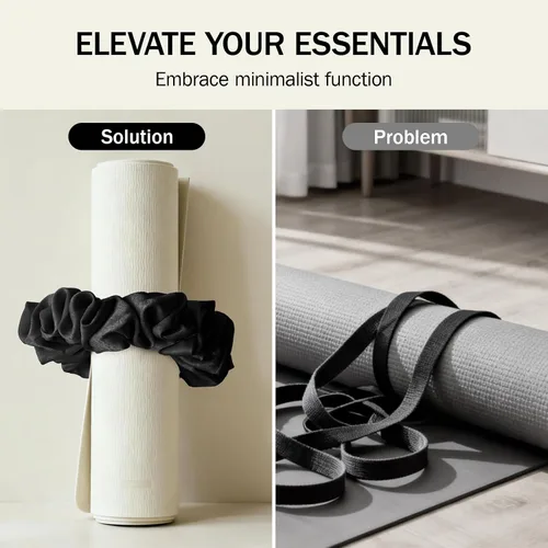 Miniatura 5 de Slim Panda Tapete de yoga Scrunchie, asegura tu tapete con estilo y linda, correa de transporte de tela de terciopelo elástica duradera que se