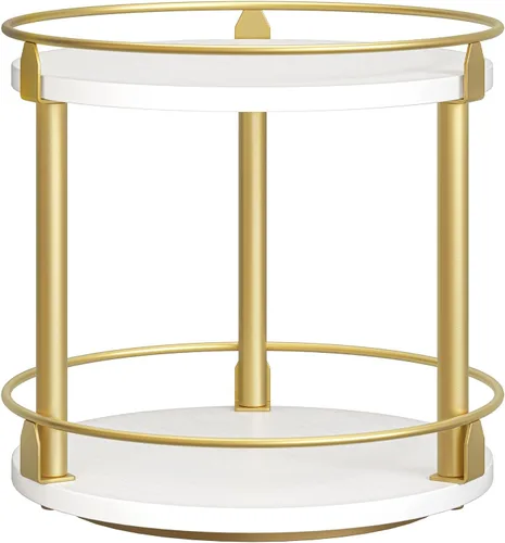 YATINEY Lazy Susan SR22DW - Organizador de especias giratorio, organizador de platos giratorios de 2 niveles, soporte industrial para especias para