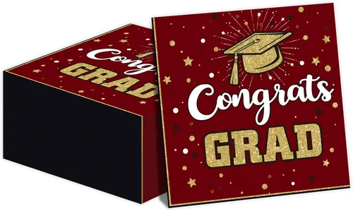 Miniatura 8 de Servilletas de fiesta de graduación negras y doradas 2026 Servilletas de graduación de felicitaciones de graduación con temática de felicitación
