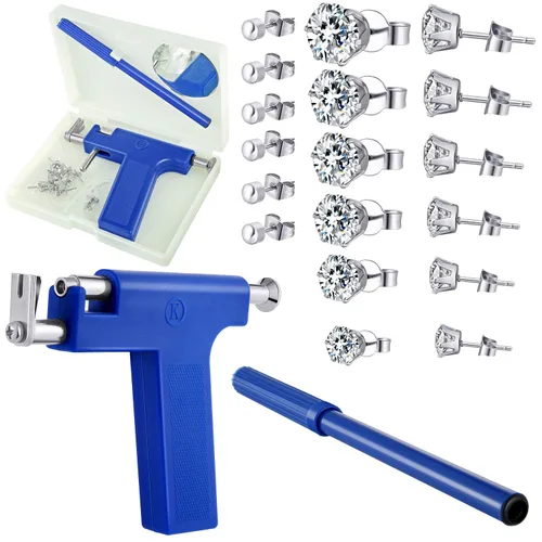 Juego de herramientas de acero inoxidable para perforación de cuerpo y orejas, para piercing de ombligo, con 12 pares de aretes tipo dormilona de