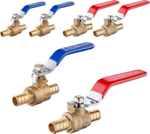 Paquete de 6 EFIELD válvulas de bola de cierre de puerto completo de latón Pex de 1/2 pulgada para agua caliente y fría, agua potable, conexión de