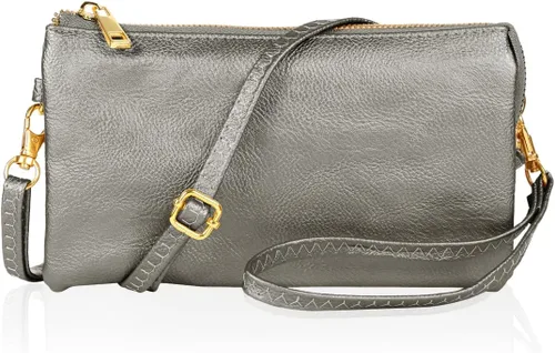 RIAH FASHION Cartera convertible de cuero vegano para bolso de mano Bolso pequeño para teléfonoranuras para tarjetas y muñeca desmontablebandolera