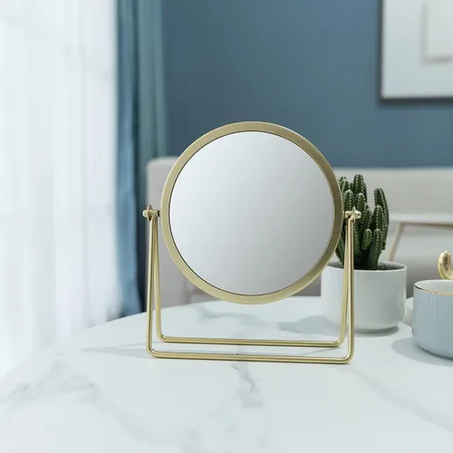 Miniatura 5 de Espejo de maquillaje de una sola cara, espejo cosmético de metal vintage, espejo redondo de belleza, espejo de maquillaje de 6.49 pulgadas