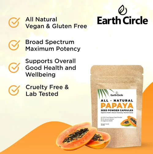 Miniatura 5 de Earth Circle Organics Cápsulas en polvo de semillas de papaya – 100% semillas de papaya molidas – 360 mg por cápsula – 120 cápsulas veganas – Sin
