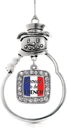 Miniatura 243 de Inspired Silver - Adorno de rodillo de reina - Adorno cuadrado de plata con muñeco de nieve con joyas de circonita cúbica