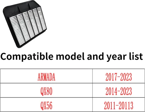 JTEAF11002 Filtro de aire del motor para ARMADA (2023-2017), QX80 (2023-2014), QX56 (2013-2011) Reemplazo para 16546-1LA0A, CA11002, 480329, AF5193,