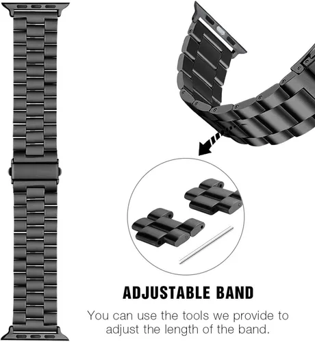 Miniatura 5 de Supoix - 1.654''/1.732'' XL correas grandes compatibles con Apple Watch Series, 4 1.732''/Series 3/2/1 1.654'', pulsera de acero inoxidable de Negro