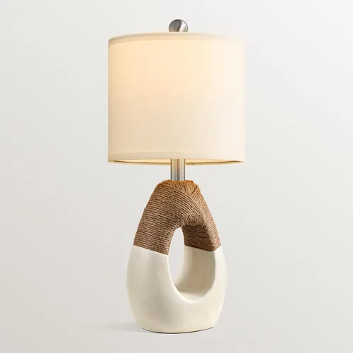Miniatura 7 de OYEARS Lámparas de mesa bohemias de 19" para dormitorio, sala de estar, adecuadas para espacios pequeños, lámpara de ratán de granja, diseño de Beige