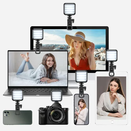 Miniatura 4 de Pixel Luces de conferencia LED ajustables para selfie, 3 modos de iluminación de video con clip recargable, con cámara frontal de video