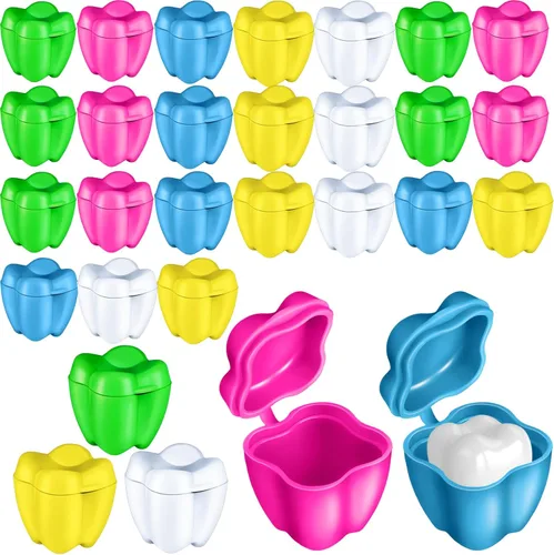 Taiyin 30 Piezas Cajas Coloridas para Guardar Dientes, Soportes de Dientes de Plástico a Granel para Niños y Niñas Recuerdo, Rellenos de Bolsas de