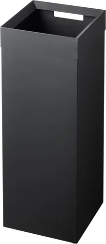 YAMAZAKI Home - Cubo de basura delgado y alto, moderno, cuadrado, de acero con asa, cubo de basura de metal negro para cocina, baño u oficina, 7.25