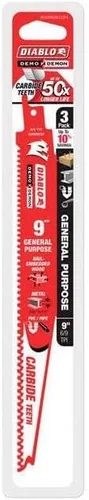 Miniatura 6 de Diablo Demo Demon DS0909CGP3 - Hojas de sierra recíproca de dientes de carburo para cortes generales, diseño de dientes de carburo, 9 pulgadas