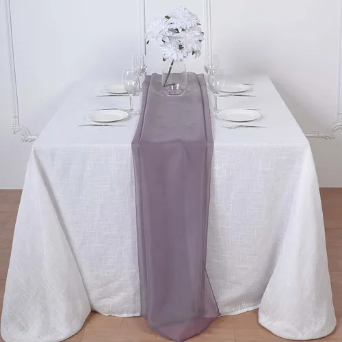 Miniatura 9 de Efavormart - Paquete de 5 bandas de gasa de alta calidad para silla, 22 x 78 pulgadas, amatista violeta, lazos para silla de diseño transparente