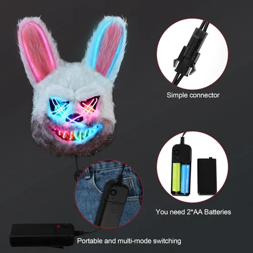 Miniatura 3 de Halloween Purification Mask, Easter Bear/Rabbit Mask Hacker Anonymous V/Costume Party Role Playing Easter Animal Toys Máscara de conejo