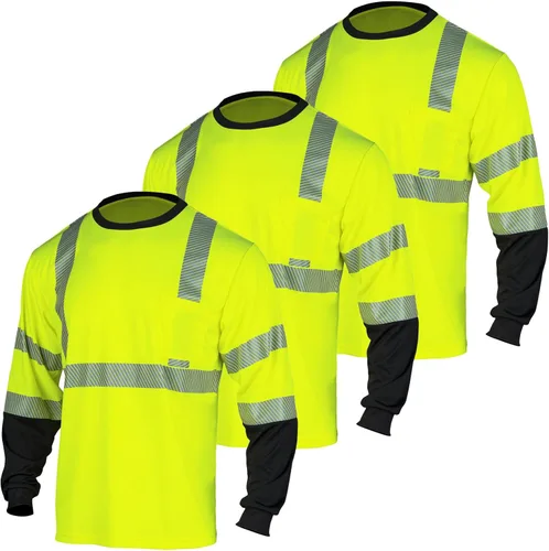 Miniatura 7 de VENDACE Camisetas reflectantes de seguridad de manga larga de alta visibilidad para hombre, ANSI Clase 3, alta visibilidad, camisetas de trabajo