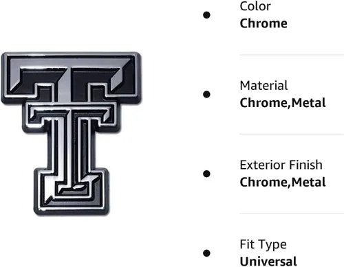 Miniatura 2 de Texas Tech Emblem Red Raiders - Emblema de metal prémium para automóvil (cromado)