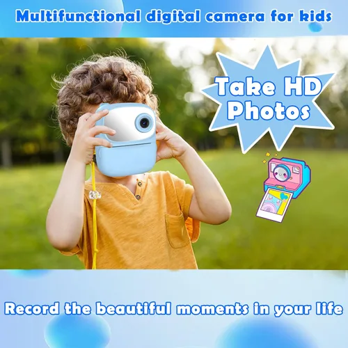 Miniatura 7 de Cámara de Niños con Impresión Instantánea para Niños, Cámara Instantánea con Espejo, Cámara Digital Selfie HD de Doble Lente con 3 Rollos de Papel