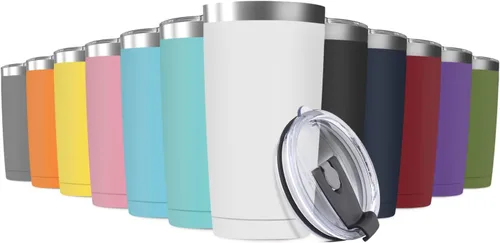 Miniatura 21 de Vaso de viaje de 20 oz, aislado al vacío, con tapa, de acero inoxidable, doble pared; taza térmica de café para el hogar, la oficina, al aire libre