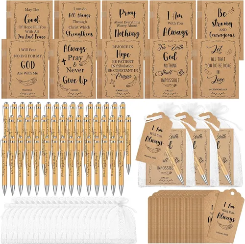 Miniatura 12 de Qeeenar Juego de 200 regalos cristianos a granel, versículo de la Biblia, bolígrafo religioso y cuaderno de regalo con etiquetas de agradecimiento