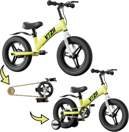 Bicicleta de equilibrio 2 en 1 con pedales, freno, ruedas de entrenamiento, pata de cabra, neumático, para niños de 2-7 años, bicicleta para niños