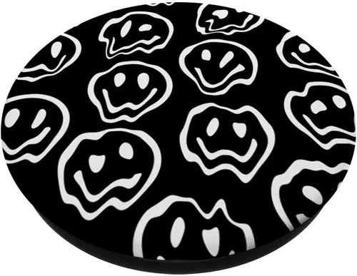 Miniatura 2 de Melting Happy Face Drippy Negro Blanco Estético Cara triste PopSockets PopGrip estándar