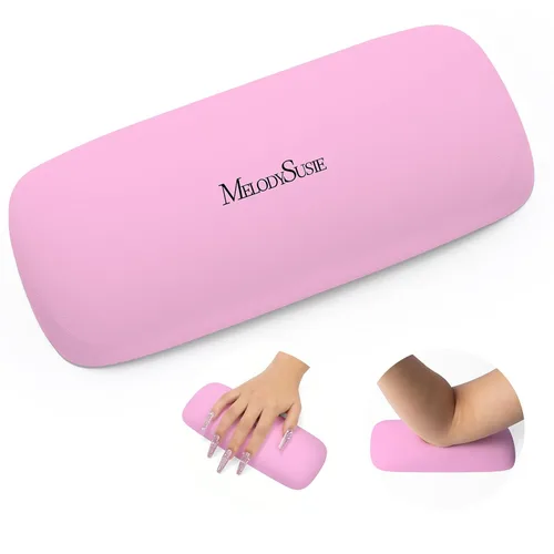 MelodySusie Reposabrazos para uñas, cojín de cuero sintético suave, reposamanos portátil para arte de uñas de gel acrílico, fácil de limpiar para