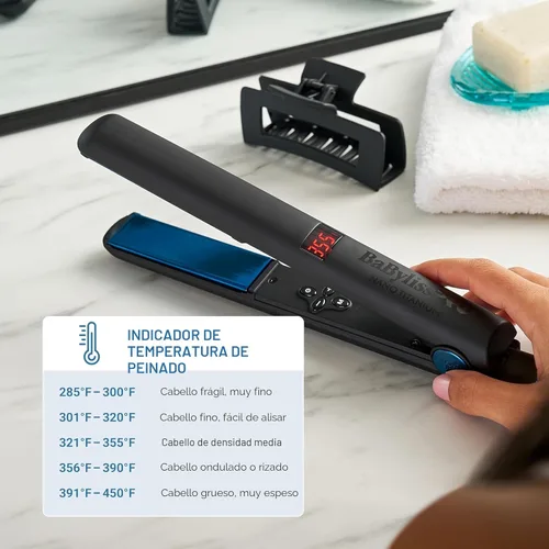 Miniatura 5 de BaBylissPRO Nano Titanium Flat Iron Hair Straightener, Digital Flat Iron for Pro Salon Results, Styling Tool for All Hair Types Negro